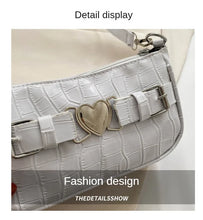 Y2K Peach Heart Leather Bag – Alligator Pattern Shoulder Handbag