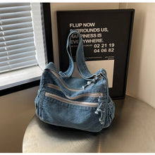 Casual Denim Crossbody Tote – Women's Trendy Handbag