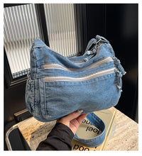 Casual Denim Crossbody Tote – Women's Trendy Handbag