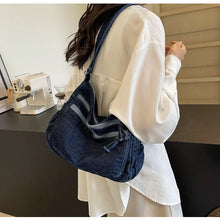 Casual Denim Crossbody Tote – Women's Trendy Handbag