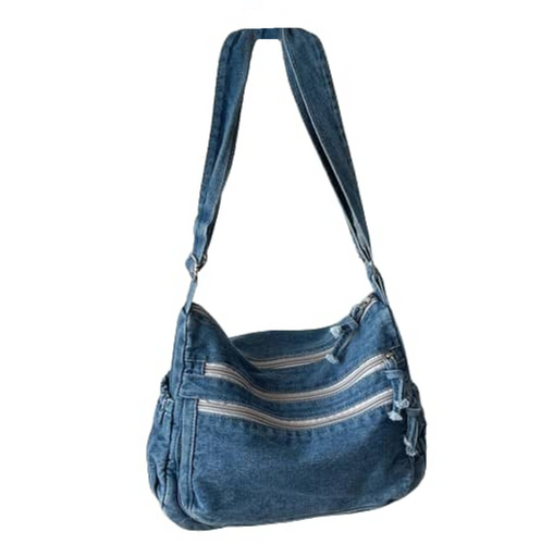 Casual Denim Crossbody Tote – Women's Trendy Handbag